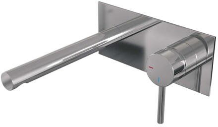 Chrome Edition inbouw wastafelkraan I-model met achterplaat - hendel 1 - chroom