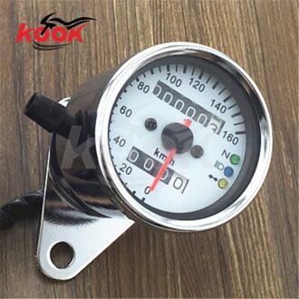Chrome motorcycle Motorfiets Snelheidsmeter Meter Dubbele LED Light Kilometerstand meter gauge Miles motorbike motocross Toerenteller