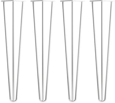 Chromen massieve 3-punt hairpin tafelpoot 75 cm (set van 4 stuks)