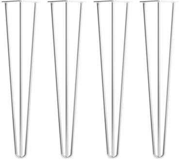 Chromen massieve 3-punt hairpin tafelpoot 75 cm (set van 4 stuks)