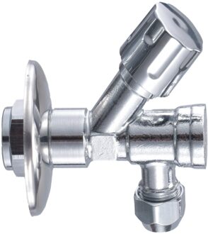 Chroom Hoekstopkraan + Filter 12/15 mm X 10 Knel Aqua Splash