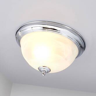 Chroomkleurige badkamer-plafondlamp Corvin wit, chroom