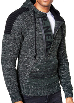 Chunky contrasterende hoodie met 1/2 rits Blauw