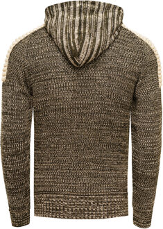 Chunky contrasterende hoodie met 1/2 rits Kaki