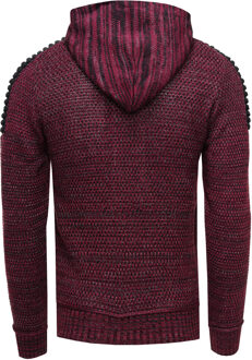 Chunky contrasterende hoodie met 1/2 rits Rood - S