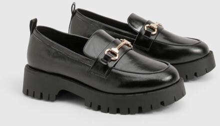Chunky Crinkle Loafers Met Brede Pasvorm, Black - 37