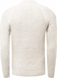 Chunky effen kleur trui met hoge kraag Ecru - XL