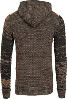 Chunky gebreide jas met capuchon met volledige rits Kaki - 2XL