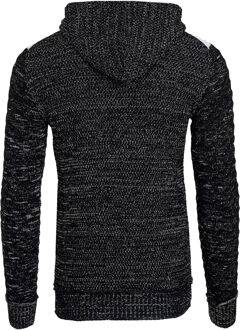 Chunky gebreide jas met capuchon met volledige rits - maat Zwart