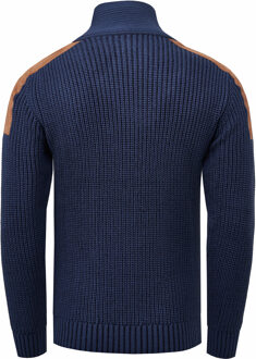 Chunky gebreide trui met opstaande kraag Blauw