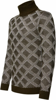 Chunky geruite coltrui - maat M Kaki