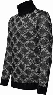 Chunky geruite coltrui - maat Zwart