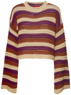Chunky Gestreepte Crop Sweater La DoubleJ , Multicolor , Dames - Xl,L,M,S,Xs