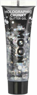 Chunky Glittergel voor lichaam en gezicht - zilver - 12 ml