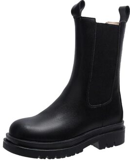 Chunky Laarzen Vrouw Schoenen Winter Luxe Chelsea Hak Vrouwelijke Platform Laarzen Lasdies Mode 38