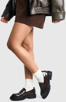 Chunky Loafers Met Brede Pasvorm En Gepatenteerde Details, Dark Brown - 37