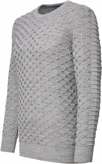 Chunky patroon effen kleur trui met ronde hals Grijs - 2XL