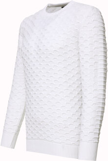 Chunky patroon effen kleur trui met ronde hals - maat XL Wit