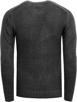 Chunky Slim Fit Trui met Ronde Hals Donkergrijs - L