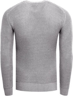 Chunky Slim Fit Trui met Ronde Hals Grijs - L