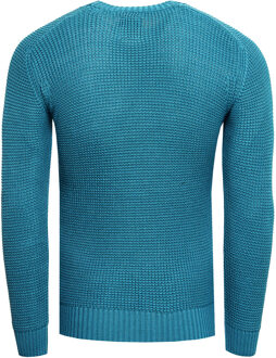Chunky Slim Fit Trui met Ronde Hals - maat M Blauw