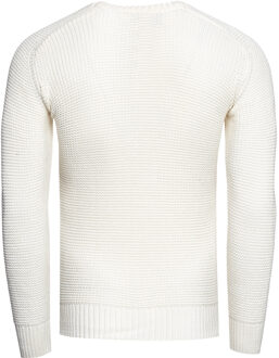 Chunky Slim Fit Trui met Ronde Hals Wit - XL