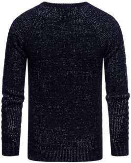 Chunky Slim Fit V-Hals Trui Marineblauw