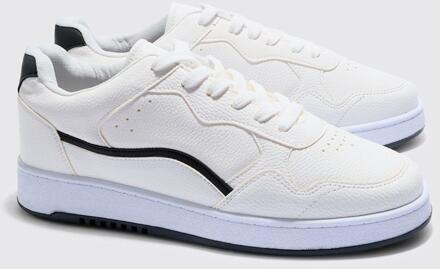 Chunky Sole Detail Panel Sneakers In White, White - 43