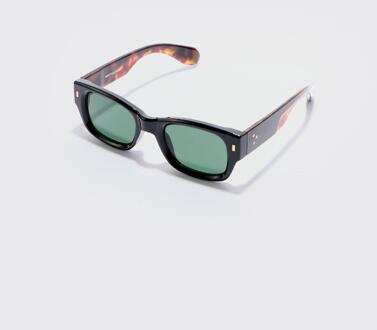 Chunky Sunglasses With Tortoise Shell Detail In Black, Black - ONE SIZE