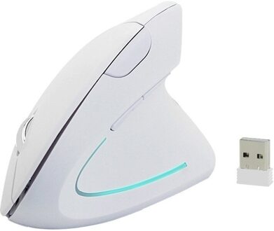 CHUYI Draadloze Ergonomische Verticale Muis 1600 DPI Optische USB Computer Gaming Muis Laptop Muizen Mause Met Mousepad Voor Gamer PC wit