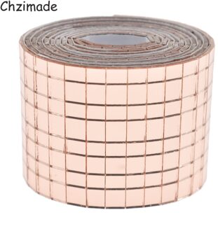 Chzimade 1M Zelfklevende Vierkante Glazen Real Glas Spiegels Mozaïek Tegels Voor Muur Stickers Diy Decoratieve Handgemaakte Thuis decoratie roos goud