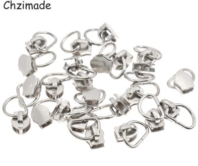 Chzimade 25 Stuks 3 #5 # Metalen Non Lock D Rits Slider Puller Nylon Ritsen Reparatie Kit Voor Naaien diy Kleding Naaien Accessoires Size 5