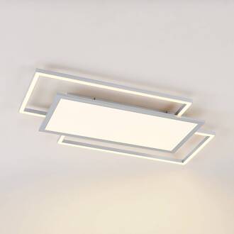 Ciaran LED plafondlamp, rechthoeken, CCT zilver