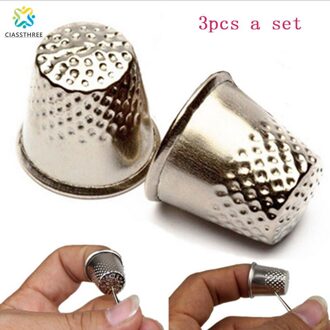 CIASSTHREE 3 stks Vinger Vingerhoed Naaien Grip Metalen Shield Protector Pin Naald Craft Silver