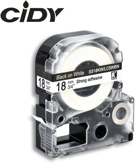 CIDY 18MM Black on White SS18KW/LC-5WBN LC 5WBN LC-5WBN9 label tape for kingjim/epson for LW300 LW400 LW-600P LW-700P