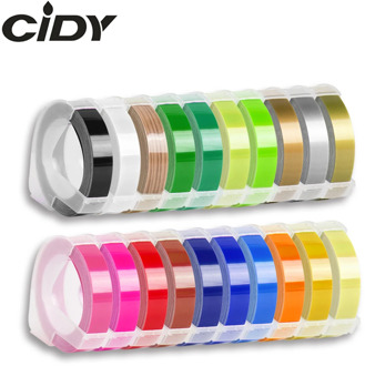 CIDY 1pcs 9MM 6MM 12MM Dymo 3D Plastic Embossing Tape for Embossing Label Maker PVC LABEL DYMO 1610 12965 1880 1540 Motex E101