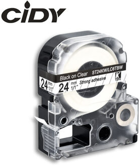 CIDY 24mm Zwart op Helder ST24KW/LC-6TBW9 LC-6TBW LC 6TBW LC6TBW compatibel label tapes voor kingjim printer voor LW300 LW400 SR150