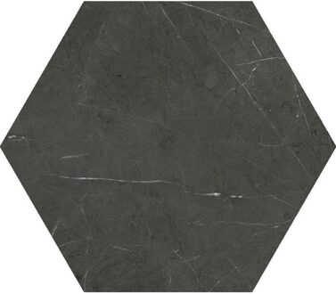 Cifre Vloertegel Cifre Ceramica Hexagon Marquina Marmerlook 15x17 cm Mat Zwart Cifre