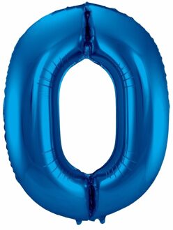 Cijfer 0 nul ballon blauw 86 cm - Ballonnen