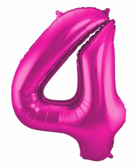 Cijfer 4 ballon roze 86 cm - Ballonnen