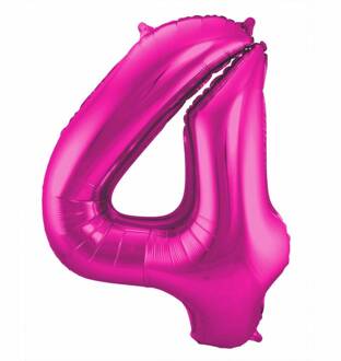 Cijfer 4 Magenta helium 86cm Roze