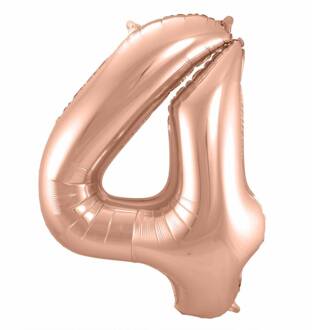 Cijfer 4 Rose Gold Helium 86 Cm Goudkleurig