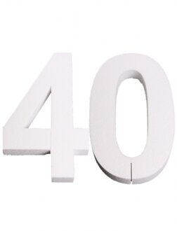Cijfer 40 wit piepschuim