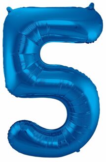Cijfer 5 ballon blauw 86 cm