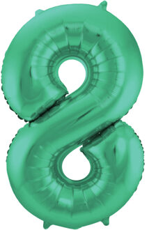 Cijfer 8 Mat groen Helium 86cm