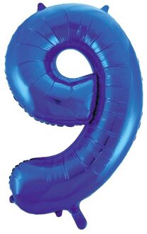 Cijfer 9 folie ballon blauw van 86 cm - Ballonnen