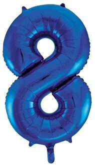 Cijfer ballon in blauw 8