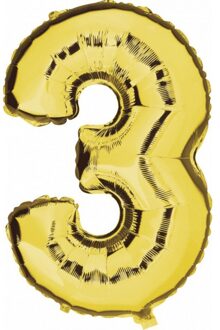 Cijfer ballon in goud 3 jaar