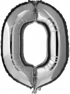 Cijfer ballon in zilver 0