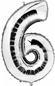 Cijfer ballon in zilver 6
